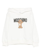 Felpa per bambini Moschino Kids bianca con stampa Teddy Bear HUF09FLCA40 10063 MOSCHINO KIDS 