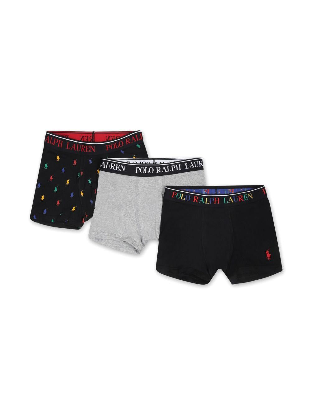 Set tre boxer per bambino Polo Ralph Lauren Kids multicolore con caratteristico ricamo Polo Pony 9P5015 K0O Ralph Lauren kids 
