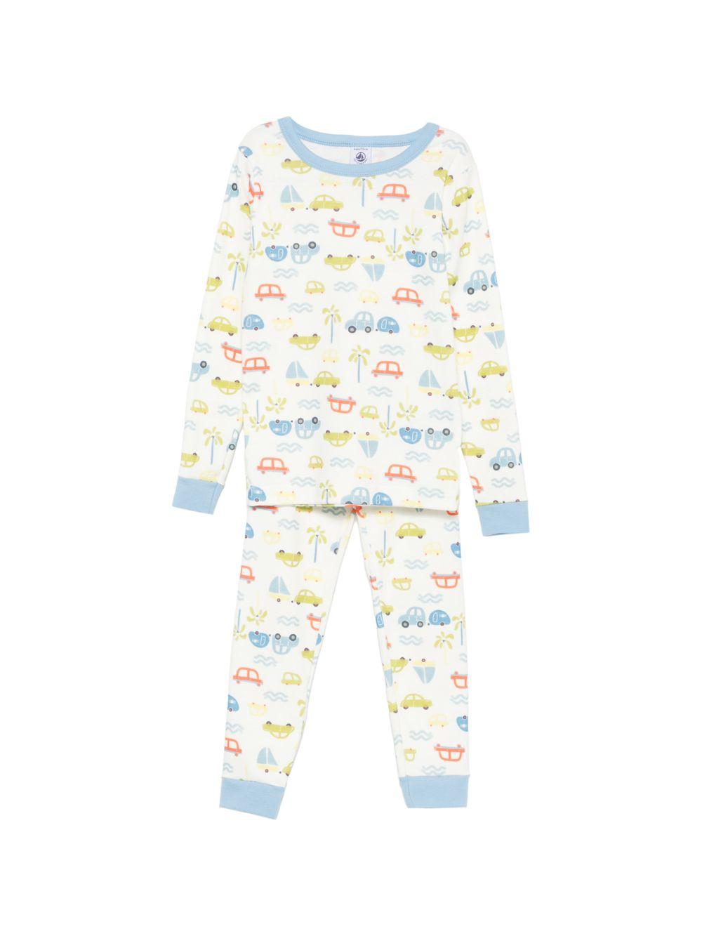 Pigiama per bambino Petit Bateau bianco con stampa grafica all-over A0FPG 01 PETIT BATEAU 