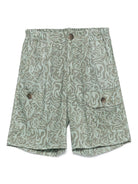 Shorts con stampa grafica per bambino Paolo Pecora Kids verde con tasca frontale PP4024 OLIVA PAOLO PECORA KIDS 