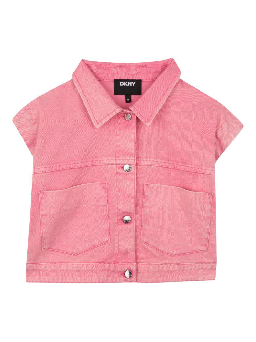 Giubbino per bambina DKNY Kids rosa con colletto D62687 48K DKNY KIDS 