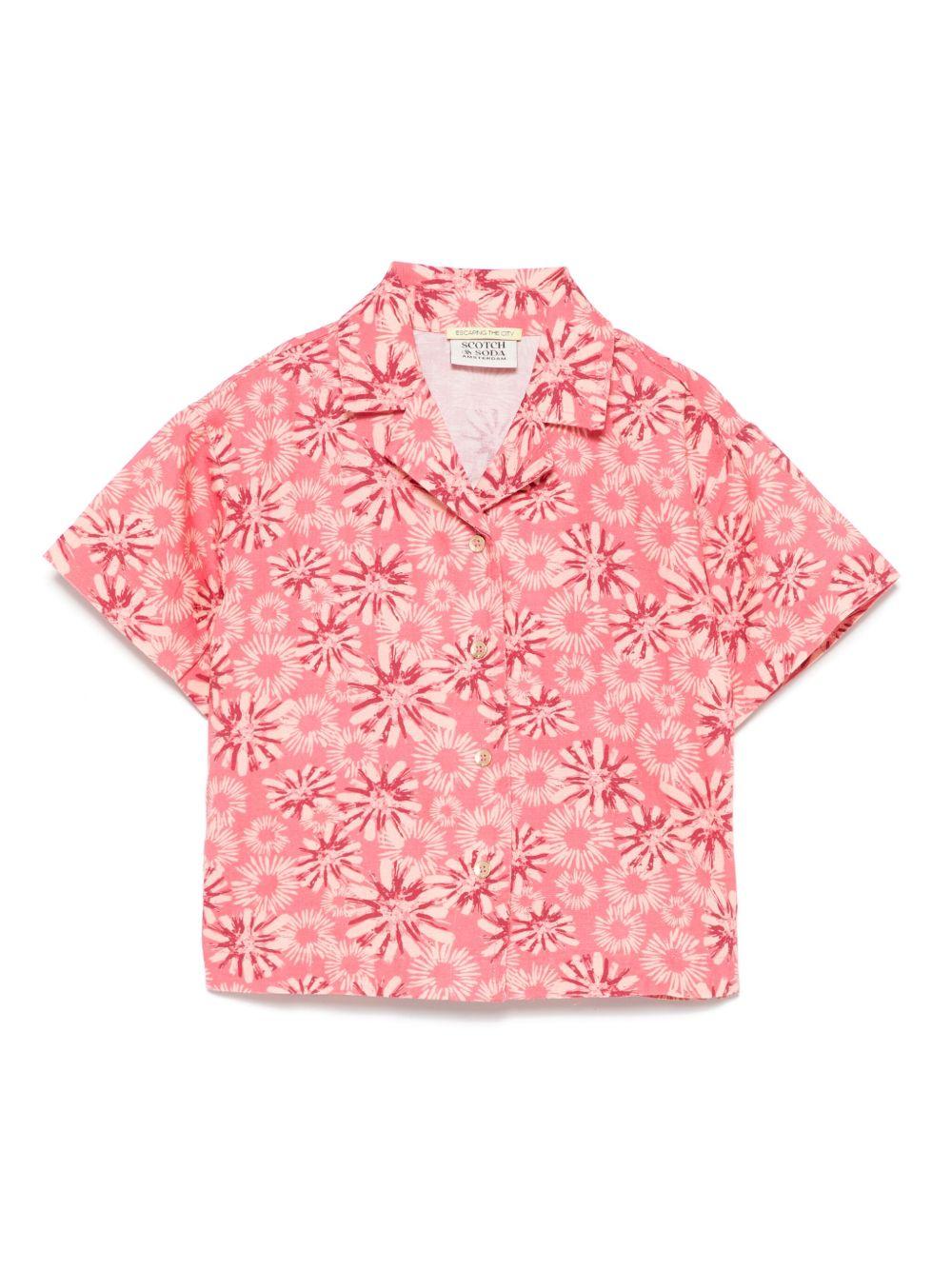 Camicia per bambina Scotch & Soda Kids rosa con stampa floreale 179336 610 SCOTCH&SODA 