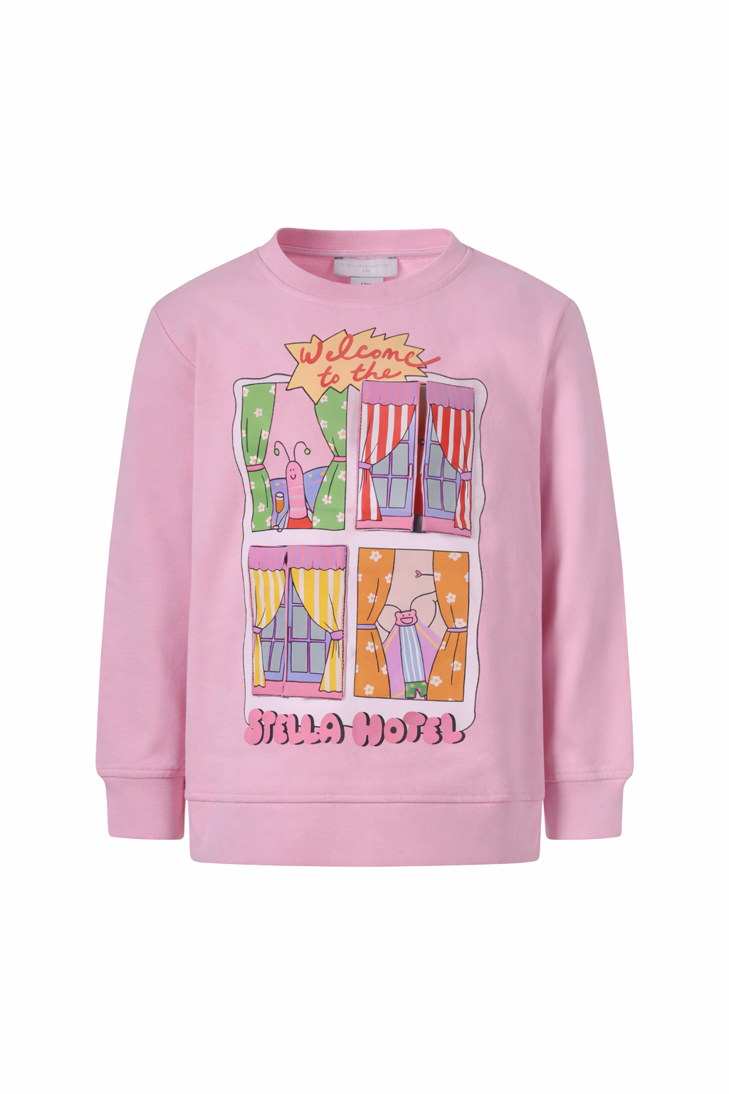 Felpa per bambina Stella McCartney Kids rosa a girocollo con stampa grafica sul davanti TY4A10 Z3409 51R STELLA McCARTNEY KIDS 