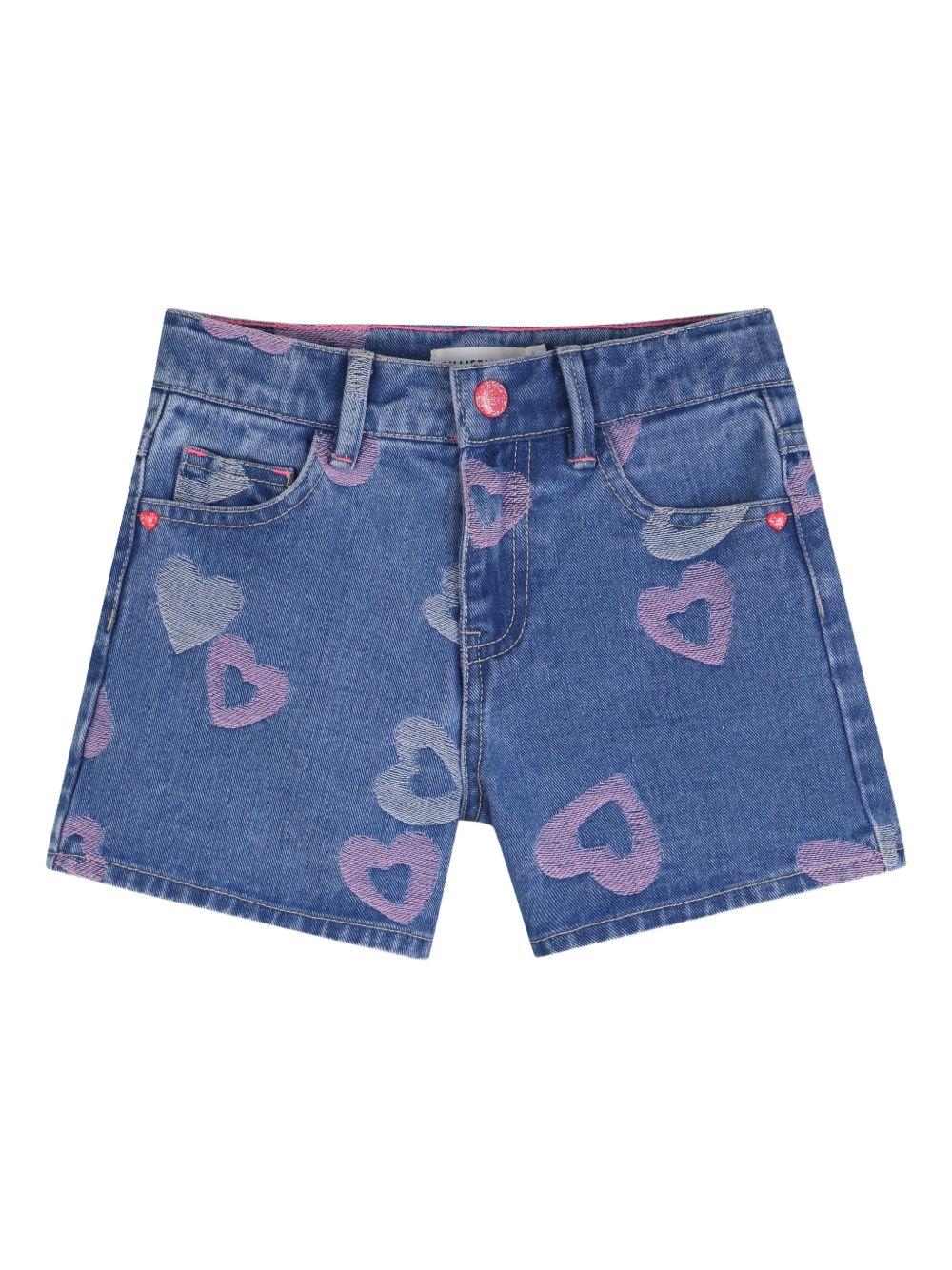 Shorts per bambina Billieblush blu con stampa a cuore all-over U22163 Z10 BILLIEBLUSH KIDS 
