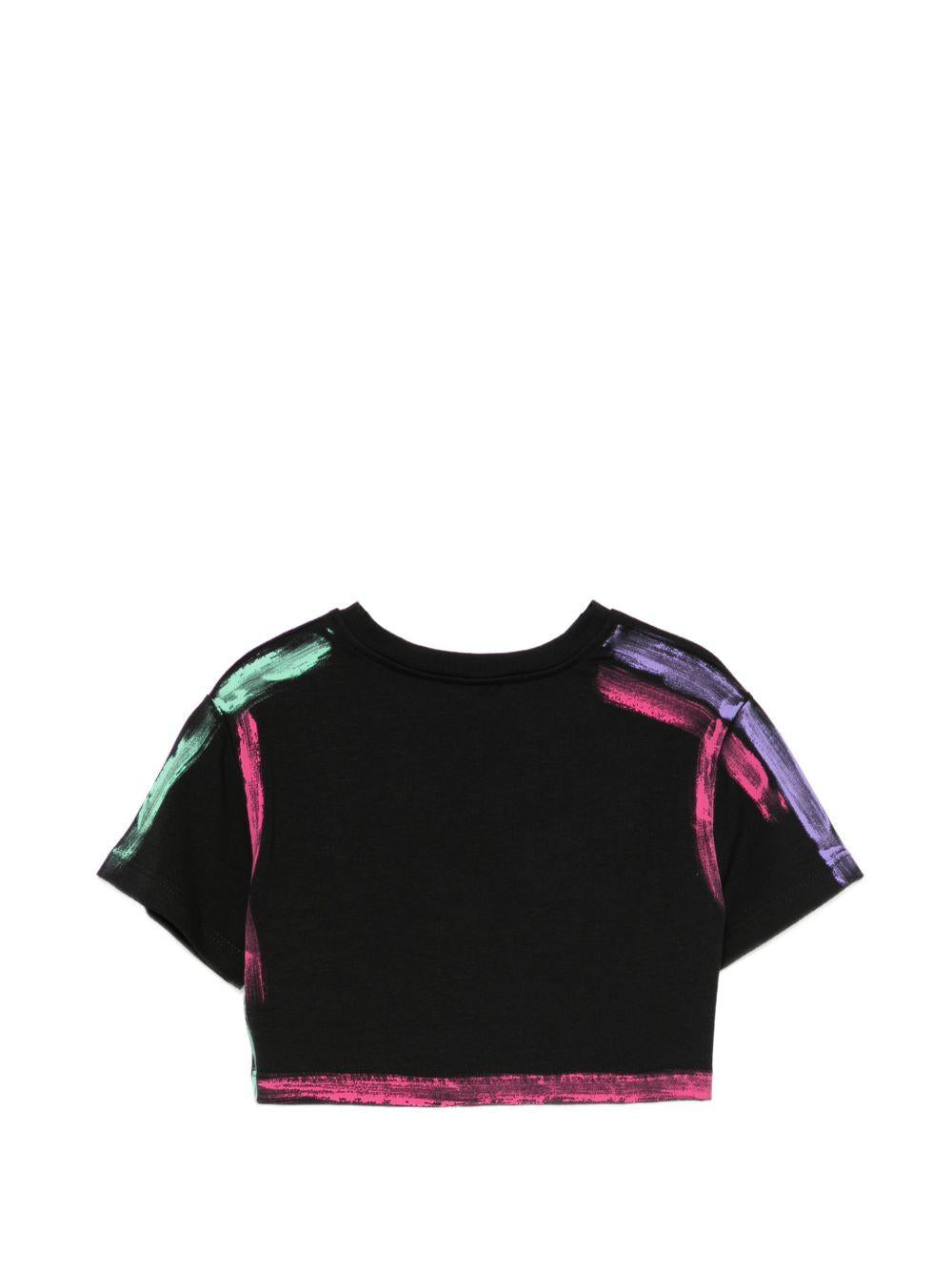 T-shirt per bambina John Richmond Junior nero con effetto vernice RGP26157TS BLACK JOHN RICHMOND KIDS 