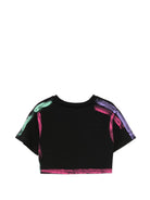 T-shirt per bambina John Richmond Junior nero con effetto vernice RGP26157TS BLACK JOHN RICHMOND KIDS 