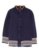 Cardigan per neonato TRUSSARDI JUNIOR blu con polsini a righe TIA25077MA PEACOAT TRUSSARDI JUNIOR 
