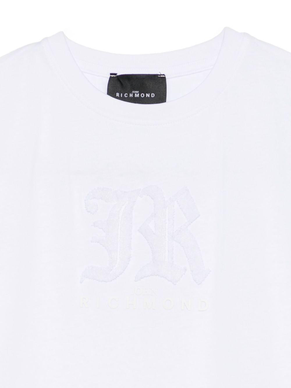 T-shirt per bambino John Richmond Junior bianco con logo in rilievo RBA25008TS WHITE JOHN RICHMOND JUNIOR 