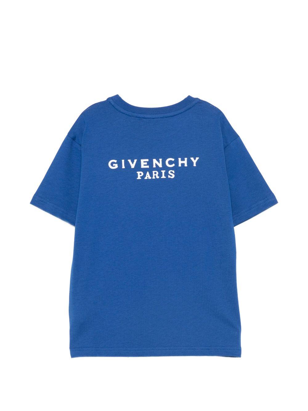 T-shirt per bambini Givenchy Kids blu con logo sul petto H31280 865 GIVENCHY KIDS 