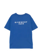 T-shirt per bambini Givenchy Kids blu con logo sul petto H31280 865 GIVENCHY KIDS 