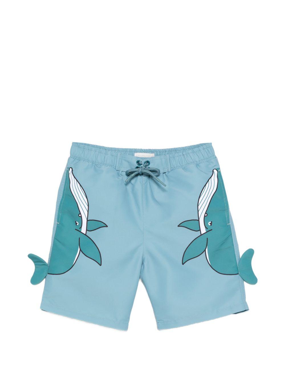 Costumi per bambino Stella McCartney Kids azzurro con grafica balene TYCP69 Z0433 642 STELLA McCARTNEY KIDS 