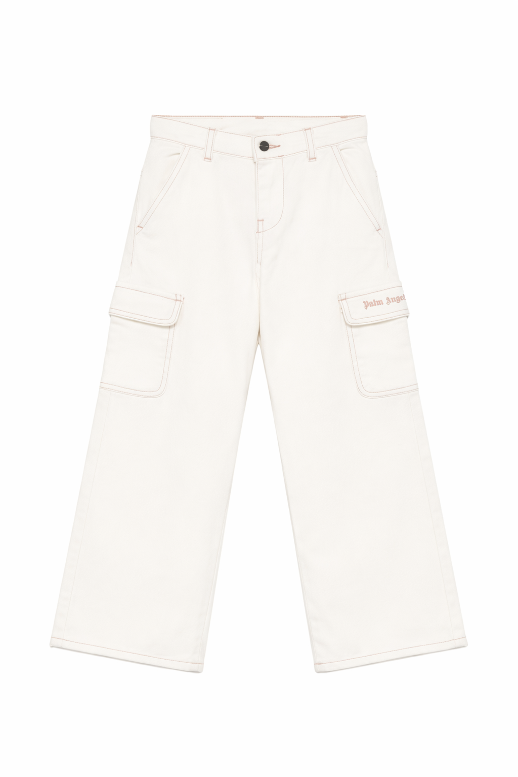 Jeans cargo per bambina Palm Angels Kids bianco con dettaglio logo PGCA026S26FAB001 002 PALM ANGELS KIDS 