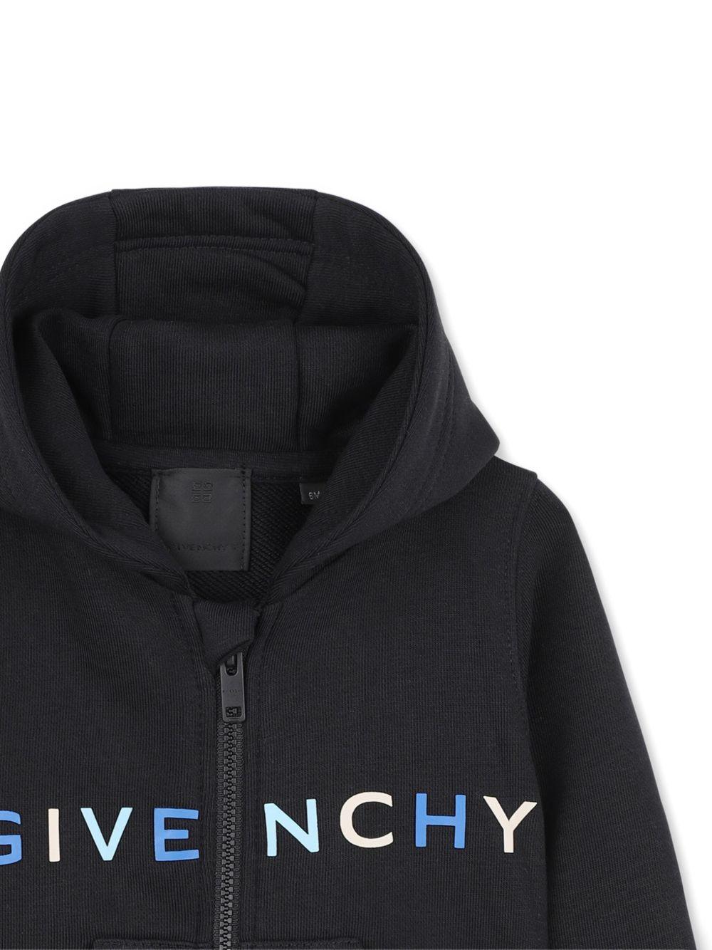 Felpa per neonato Givenchy Kids nera con scollo con cappuccio H30880 09B GIVENCHY KIDS 