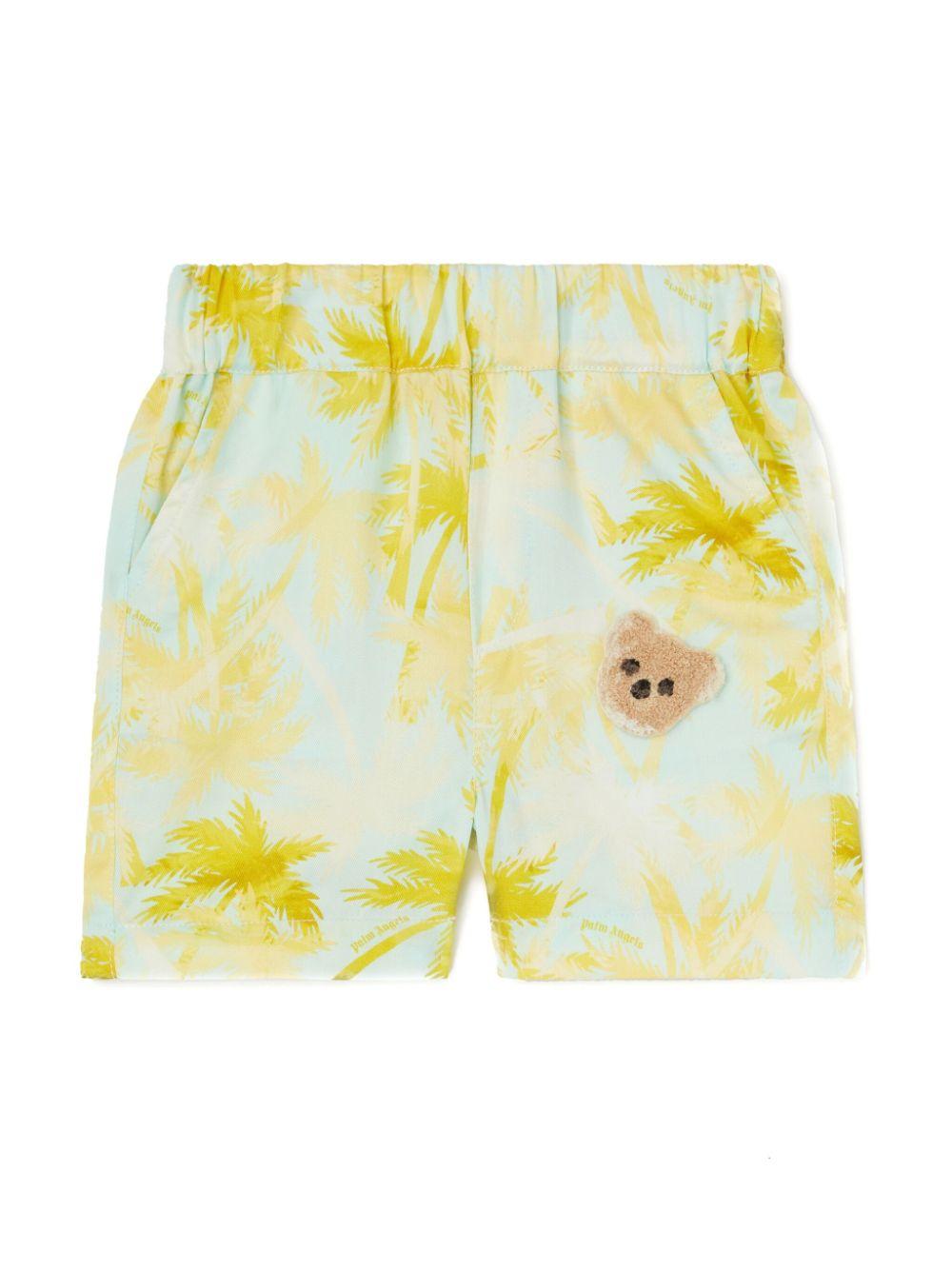 Bermuda con stampa per neonato Palm Angels Kids verde con vita elasticizzata PBX8001S25FAB001 4060 PALM ANGELS KIDS 