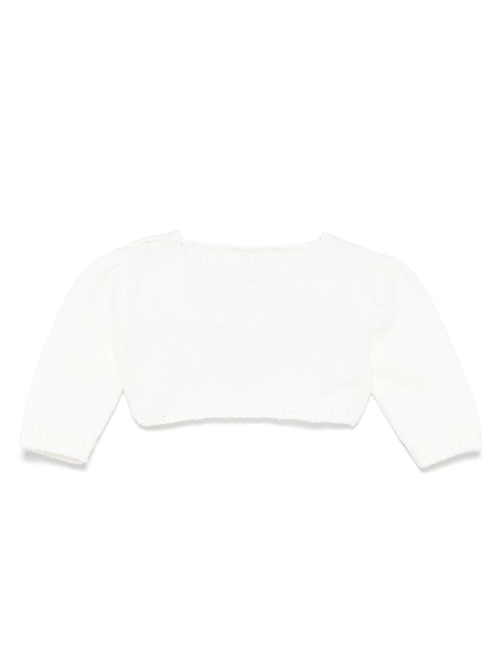 Cardigan per neonata La Stupenderia bianco in cotone con polsini a coste SJSS84 802 LA STUPENDERIA KIDS 