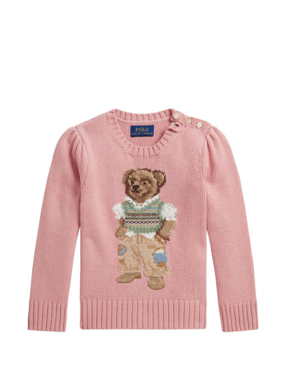 Maglione per bambina Polo Ralph Lauren Kids rosa con ricamo orsetto 312B17822 001 Ralph Lauren kids 