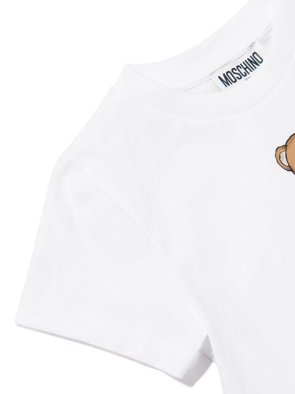 T-shirt da bambina Moschino Kids bianca con stampa orsacchiotto HGM06KLAA02 10101 MOSCHINO KIDS 
