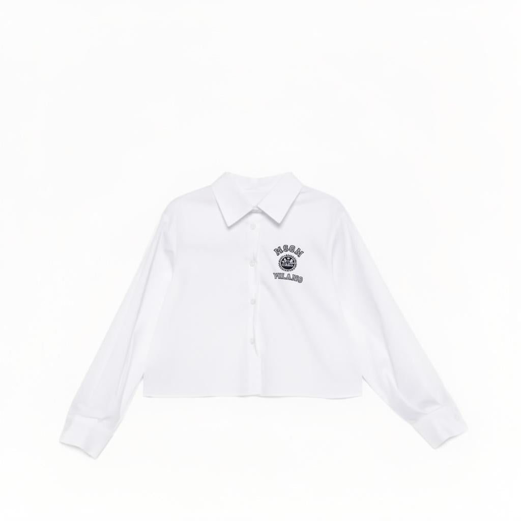 Camicia per bambina MSGM Kids bianca con colletto classico S6MSJGSI026 001 MSGM KIDS 