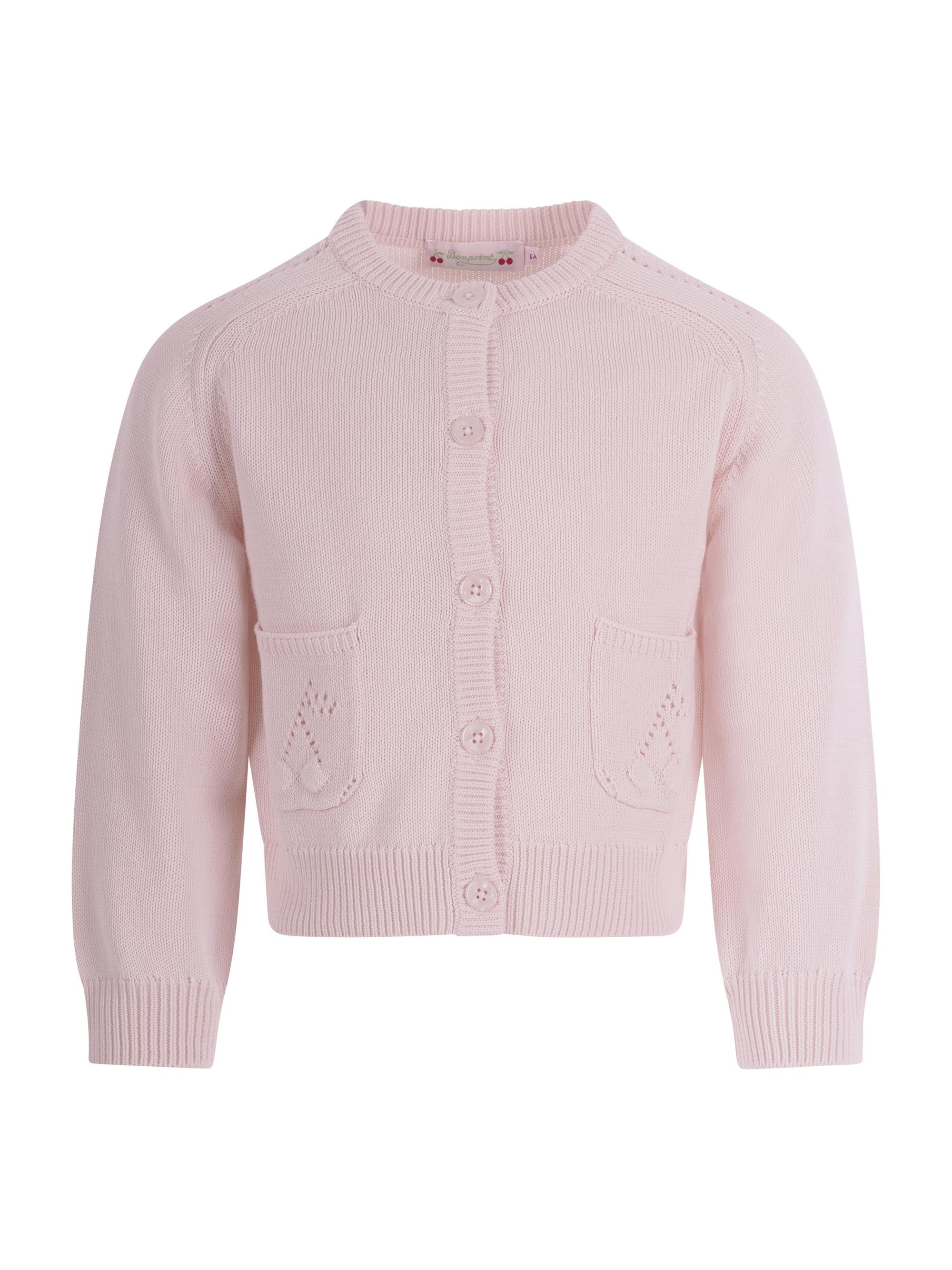 Maglione per bambina Bonpoint rosa con ricamo ciliegie sul davanti S06GCAK00003 121A BONPOINT KIDS 