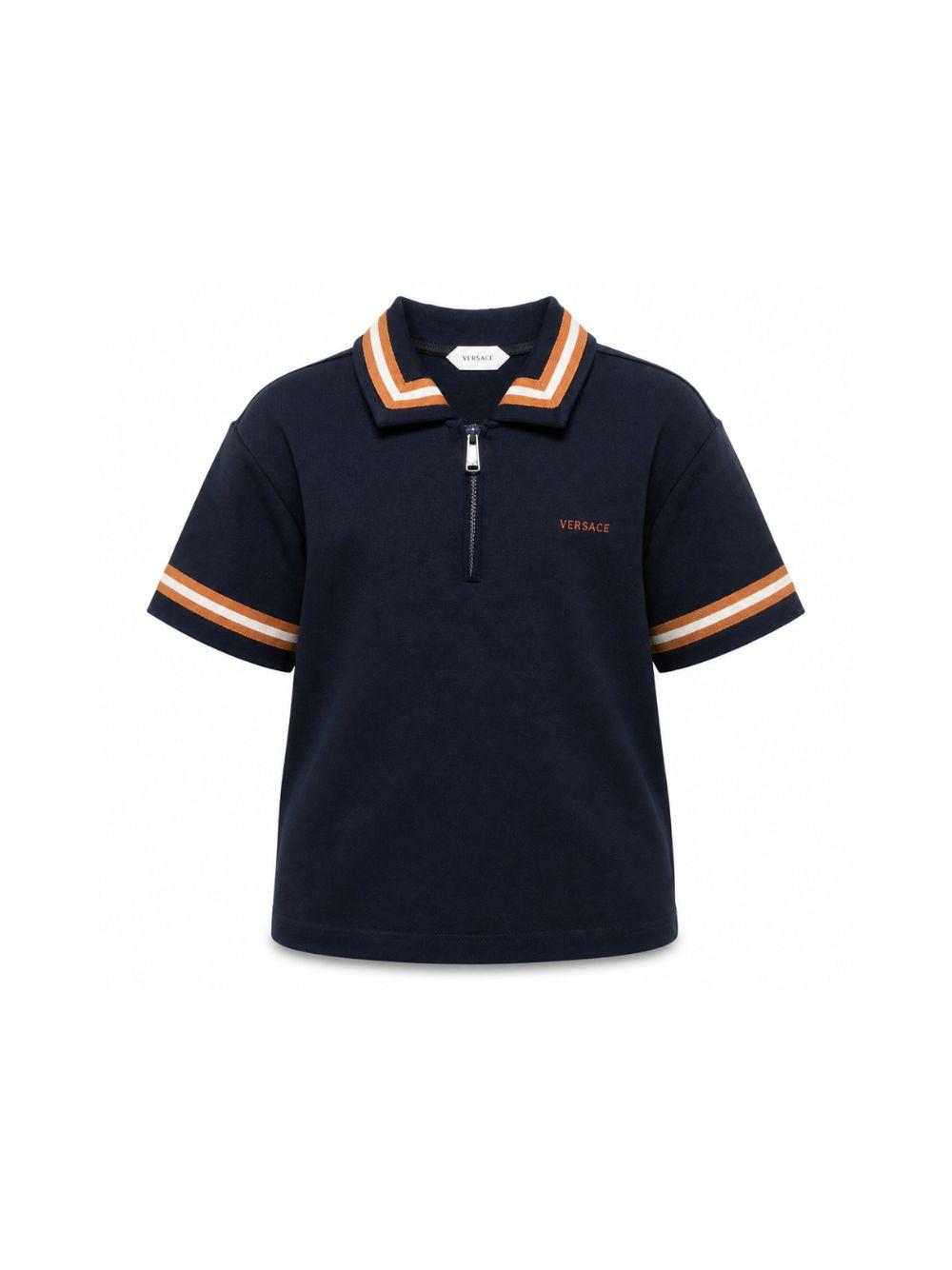 Polo per bambino Versace Kids blu con mezza zip 10249341A18117 2U8J0 VERSACE KIDS 