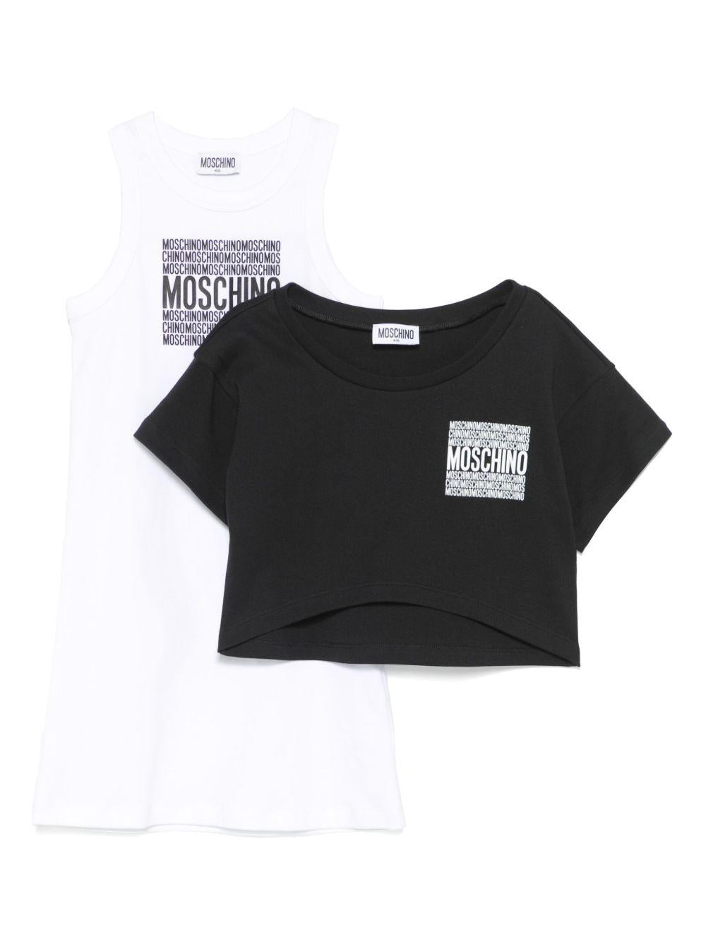Set t-shirt a strati per bambina Moschino Kids multicolor con stampa logo HDG01GLAA42 81076 MOSCHINO KIDS 