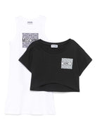 Set t-shirt a strati per bambina Moschino Kids multicolor con stampa logo HDG01GLAA42 81076 MOSCHINO KIDS 