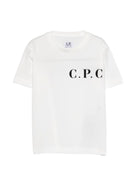 T-shirt per bambino C.P. Company Kids bianca con logo sul petto C5M00LLAA17 10135 C.P.COMPANY KIDS 