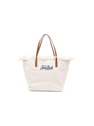 Borsa tote City Regular in Canvas MC2 Saint Barth bianco con frange CBF0001 01034L MC2 ST. BARTH KIDS 