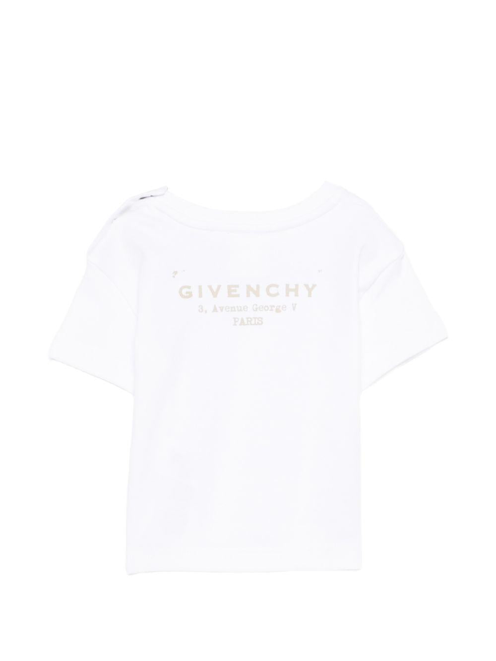 T-shirt per neonati Givenchy Kids bianca con logo sul davanti H31184 10P GIVENCHY KIDS 