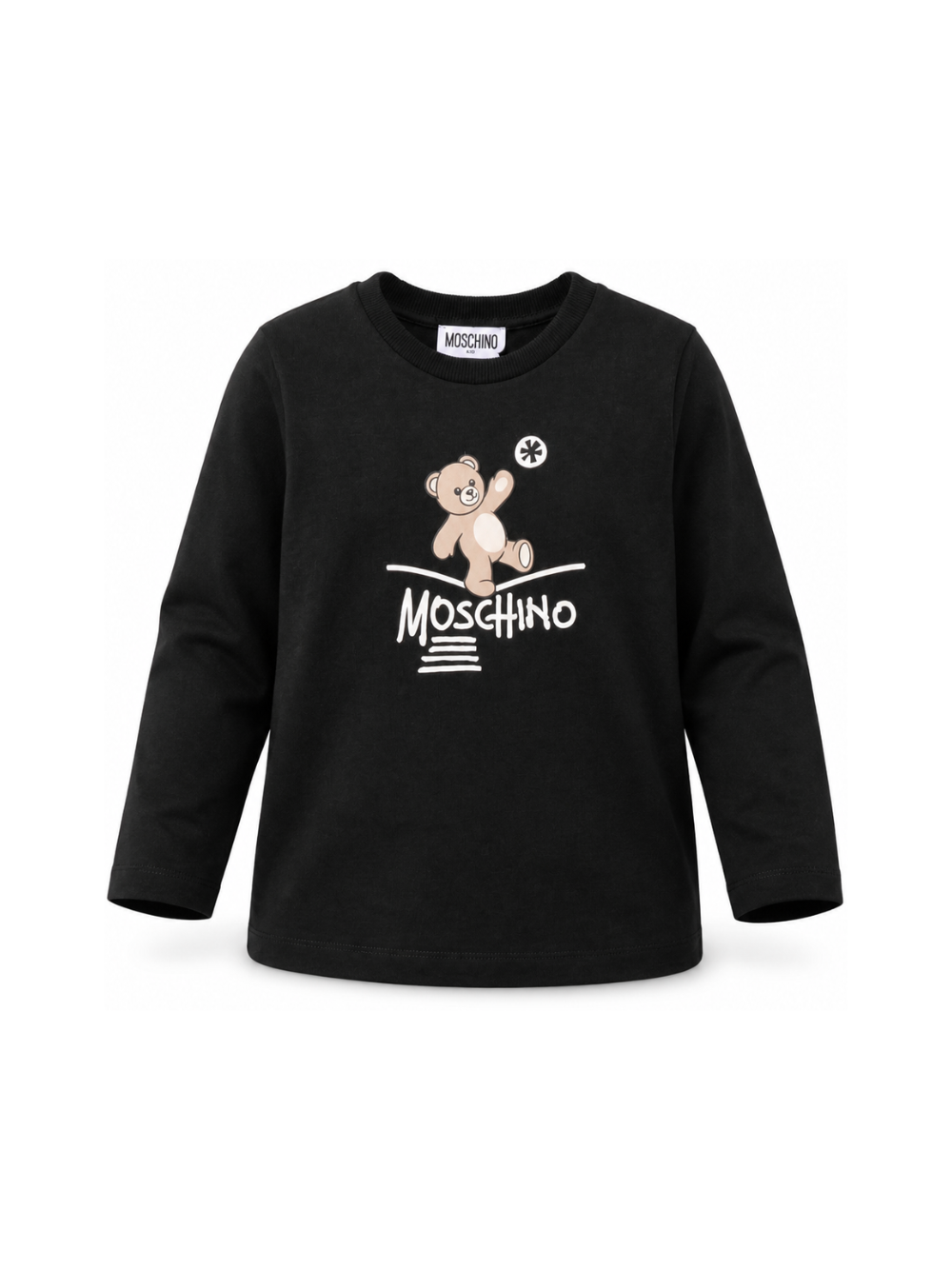 T-shirt per bambini Moschino Kids nera con motivo Teddy Bear HZO00JLAA20 60100 MOSCHINO KIDS 