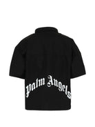 Camicia per bambino Palm Angels Kids nera con logo sul davanti PBGG003S26FAB001 110 PALM ANGELS KIDS 