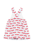 Abito per neonata Moschino Kids azzurro con stampa logo all-over MDV0DDLLB59 83678 MOSCHINO KIDS 
