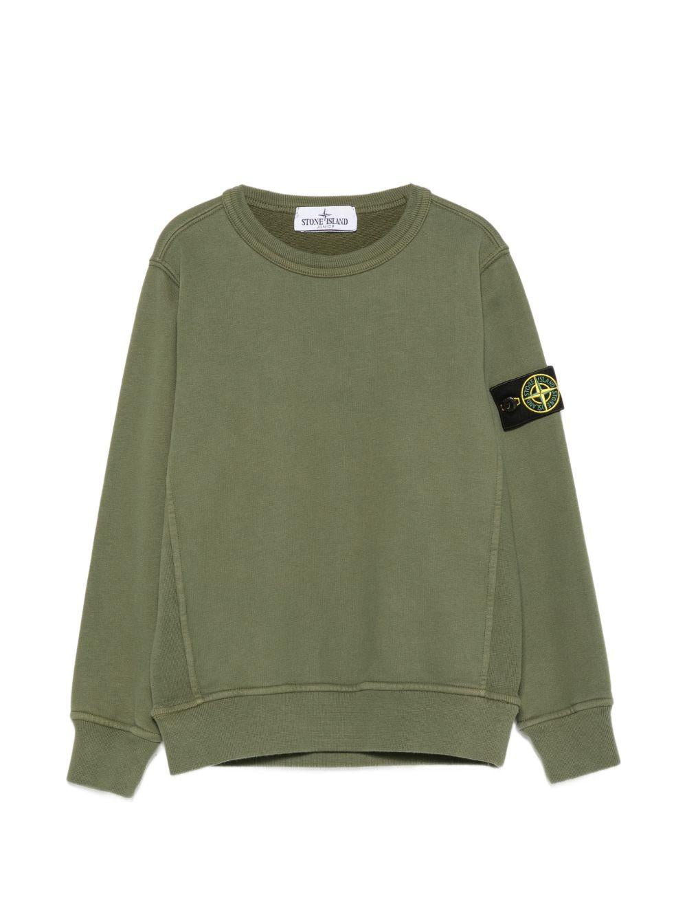 Felpa per bambino Stone Island Kids verde con distintivo Compass L2S166100001S0A20 V005G STONE ISLAND KIDS 