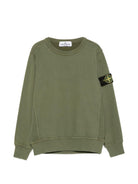 Felpa per bambino Stone Island Kids verde con distintivo Compass L2S166100001S0A20 V005G STONE ISLAND KIDS 