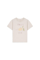 T-shirt per neonati Louise Misha Kids beige con stampa sul davanti BRP-S25-T0081 CREAM LOUISE MISHA 