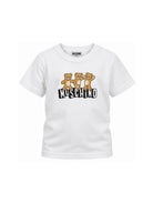 T-shirt per bambini Moschino Kids bianca con stampa grafica tre Teddy Bear HUM05PLAA23 10101 MOSCHINO KIDS 
