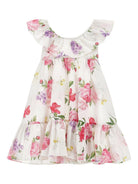 Abito per bambina Monnalisa bianco con motivo a fiori 19G902 7045 0099 MONNALISA KIDS 