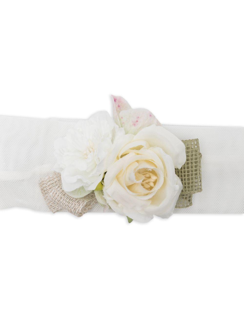 Fascia per capelli per neonata Colorichiari bianca con decorazione a fiori FN978553 AF793 26 COLORICHIARI 