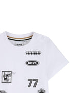 T-shirt per neonato Boss Kids bianca con stampa grafica sul davanti J52890 10P BOSS KIDS 
