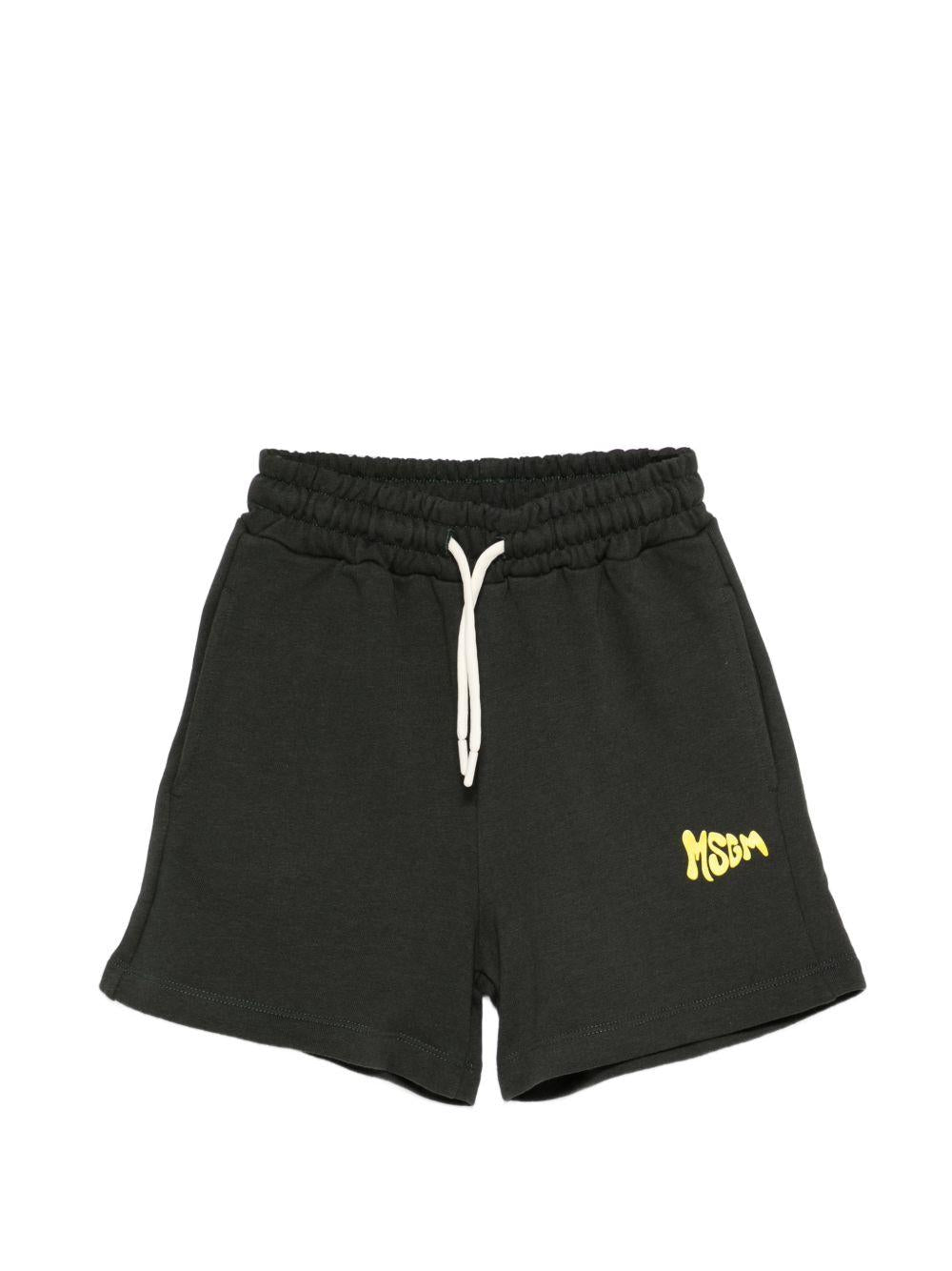 Shorts per bambino MSGM Kids neri con dettaglio logo sulla gamba S6MSJUBE221 MS040 MSGM KIDS 
