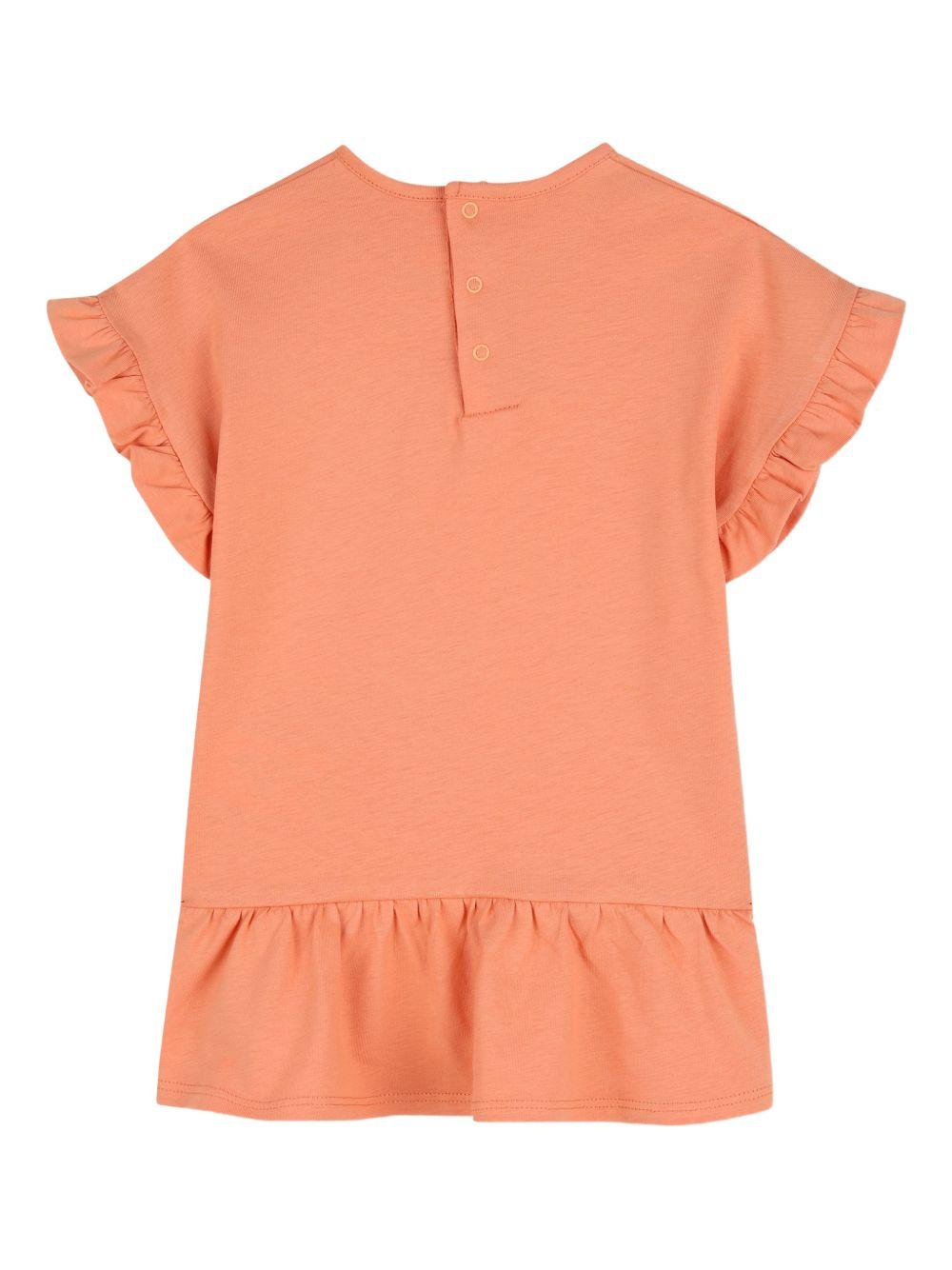 Abito per neonata Chloé Kids arancione con maniche increspate C20896 43A CHLOE' KIDS 
