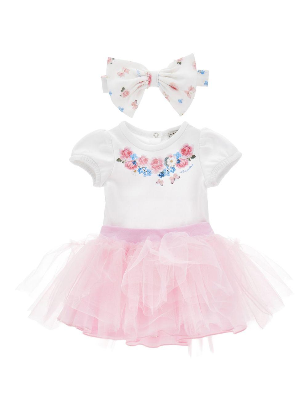 Set abito per bambina Monnalisa bianco con stampa a fiori 35G507 7000 9990 MONNALISA KIDS 