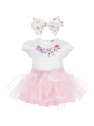 Set abito per bambina Monnalisa bianco con stampa a fiori 35G507 7000 9990 MONNALISA KIDS 