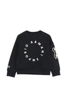 Felpa per bambino Emporio Armani Kids nera con patch logo EB001389 AF10126 UB118 EMPORIO ARMANI KIDS 