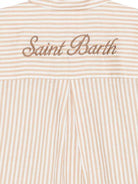 Camicia da donna MC2 Saint Barth beige con motivo a righe verticali CYS0001 07570L MC2 ST. BARTH 