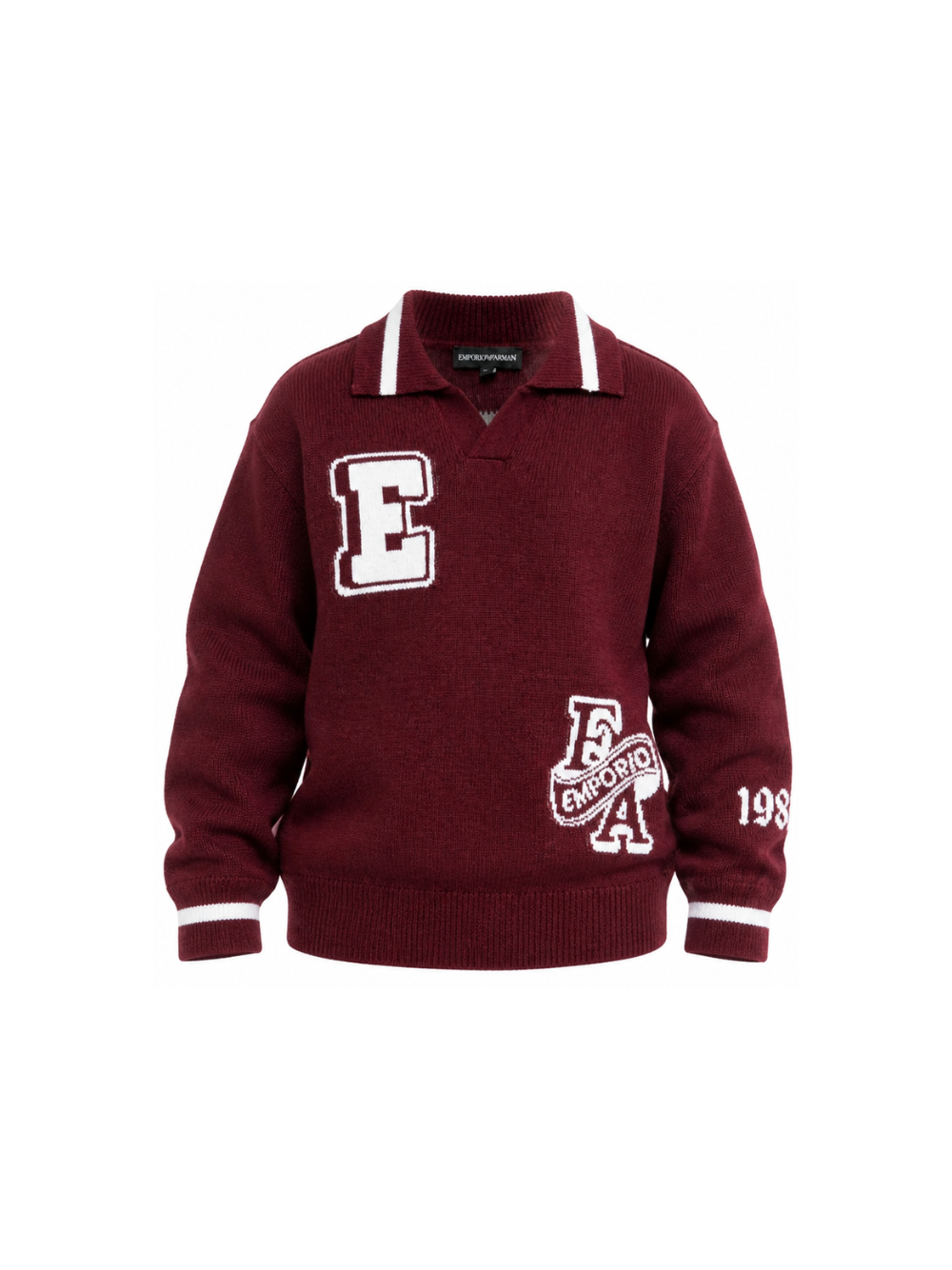 Maglione per bambino Emporio Armani Kids bordeaux con colletto polo EB001583 AF27314 UA343 EMPORIO ARMANI KIDS 