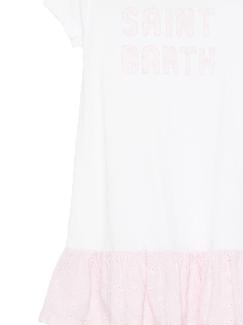 Abito Abbey da bambina MC2 Saint Barth Kids bianco con volant in pizzo sangallo ABY0002 03585L MC2 ST. BARTH KIDS 