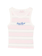 Canotta per bambina MC2 Saint Barth Kids rosa con motivo a righe BLUE002 01906L MC2 ST. BARTH KIDS 