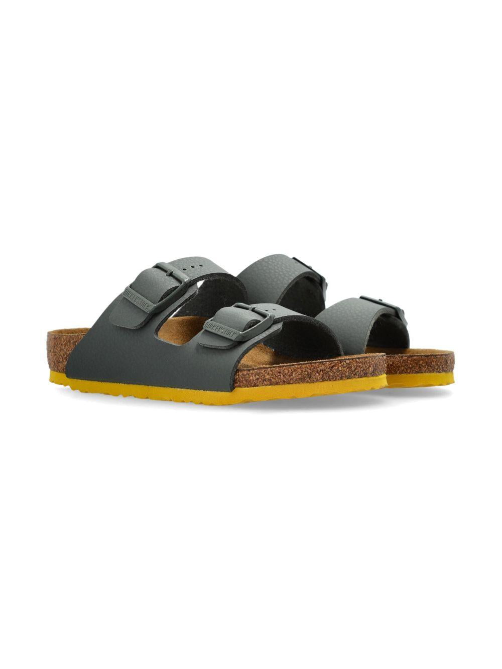 Ciabatte per bambino Birkenstock Kids Arizona verde con doppia chiusura con fibbia 1029449 THYME/OCHRE BIRKENSTOCK KIDS 