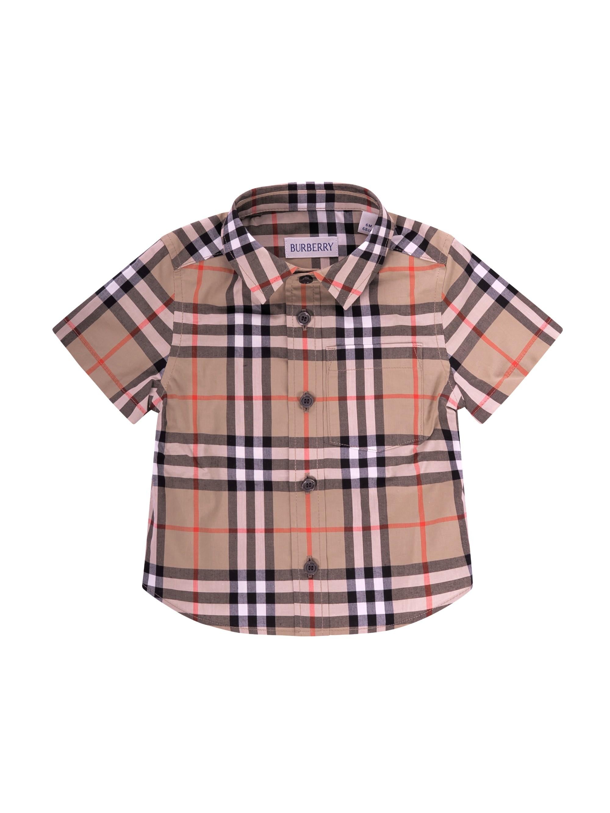 Camicia neonato Burberry Kids beige  con motivo a quadri 8121244 B9368 BURBERRY KIDS 